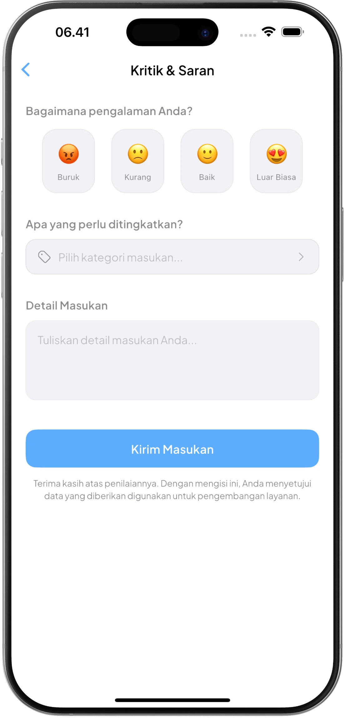 Menu Kritik dan Saran Light